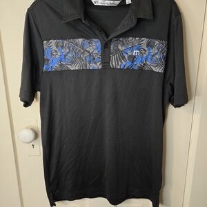 Travis Mathew Black Polo with Blue and Gray Accents